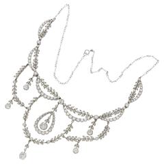 1900s Diamond Platinum Swag Necklace 6