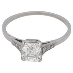 1920s Art Deco Asscher Cut Diamond Ring in Platinum 6