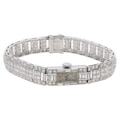 Art Deco Platinum Diamond Dress Watch 1930s 10