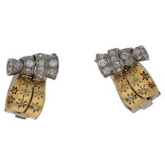 1930s Drayson Ear Clips with Diamond in Platinum 6