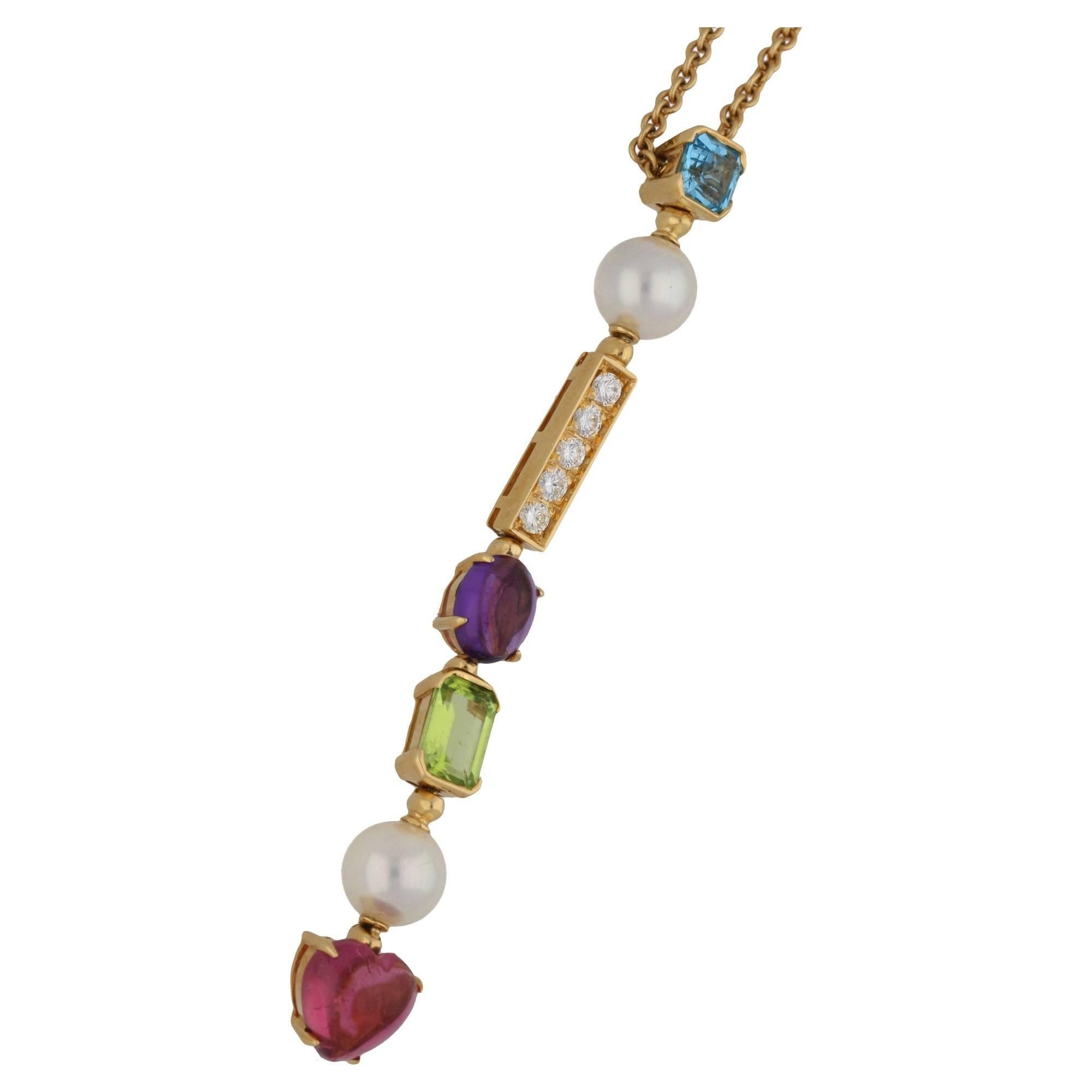 Bulgari Allegra Multi Gem Gold Necklace