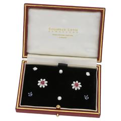 Interchangeable Earring Set with Diamond, Ruby, Sapphire in Gold