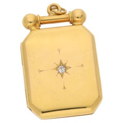 Victorian 15 Karat Gold Locket Set with Diamond