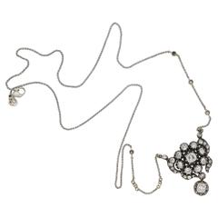 Victorian Diamond Drop Necklace in Silver on Gold 12