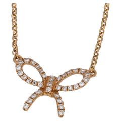 Diamond Set Rose Gold Bow Necklace 8