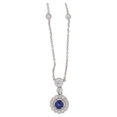 Edwardian Style Sapphire Diamond Necklace in White Gold