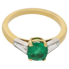 Emerald Diamond Engagement Ring in Gold
