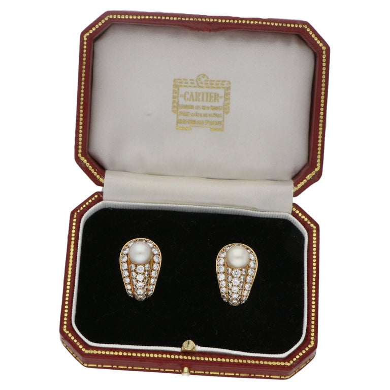 Cartier C de Cartier Diamond White Gold ClipOn Earrings at 1stdibs