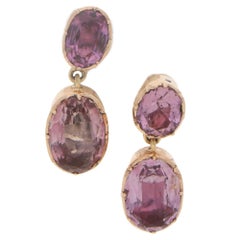 Antique Victorian Pink Topaz Gold Earrings