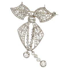 Edwardian Diamond Bow Brooch Pendant