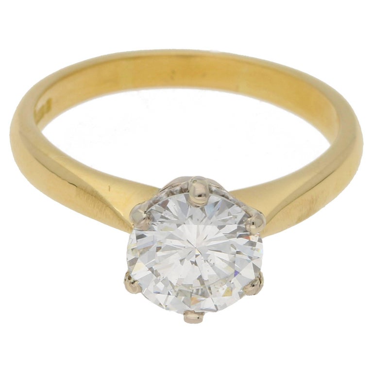 1.55 Carat Single Stone Diamond Gold Engagement Ring at 1stdibs