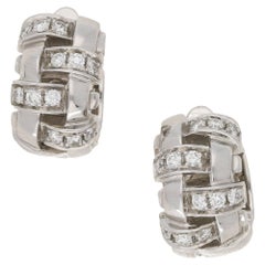 Tiffany & Co. Diamond Lattice Gold Hoop Earrings