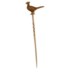 Victorian Pheasant 18 Karat Gold Stickpin