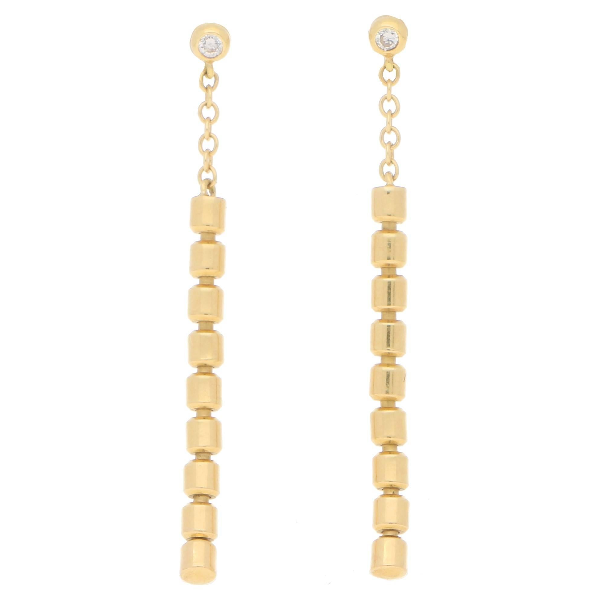 Vintage Piaget Gold Diamond Drop Earrings