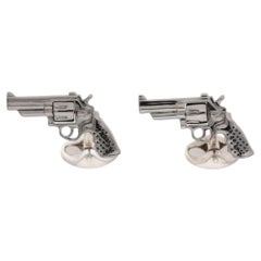 Silver Revolver Gun Cufflinks