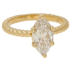 1.6 Carat Marquise Diamond Ring in Gold Twist Rope Band