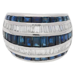 Sapphire Diamond Five-Row Platinum Dress Ring