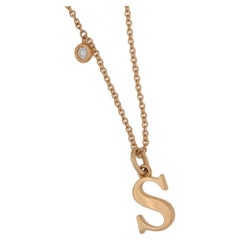 Diamond Letter S Rose Gold Neklace