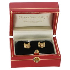 9 Karat Gold Fox Head Stud Earrings