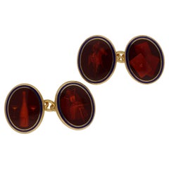 Silver Gold Gilt Enamel Four Vices Cufflinks