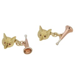 9 Karat Gold Fox Horn Cufflinks