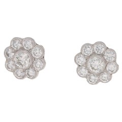 Diamond Daisy 18 Karat Gold Cluster Stud Earrings