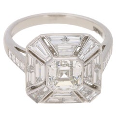 Asscher Cut Diamond Platinum Engagement Ring