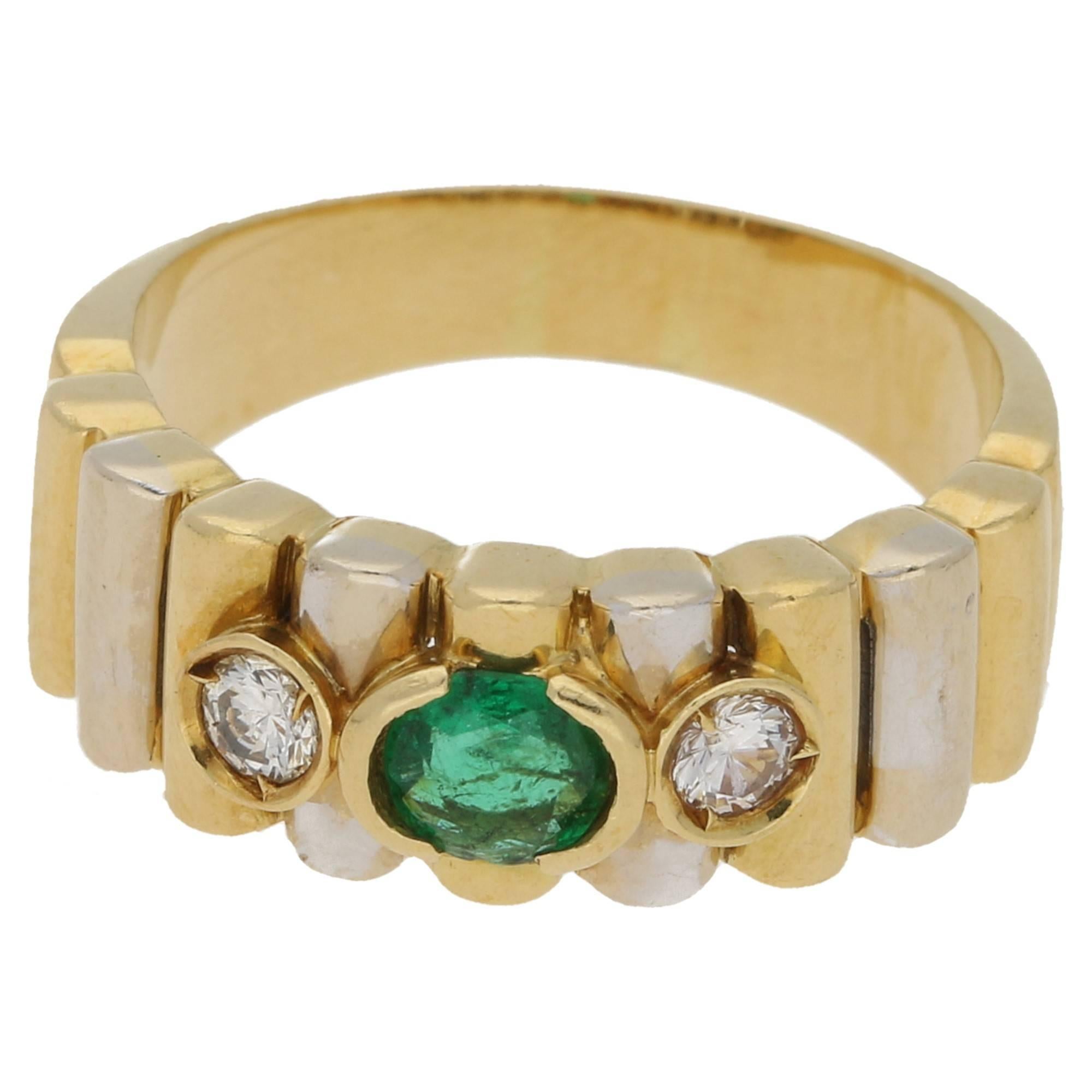 Emerald Diamond Dress Ring in 18 Karat Gold