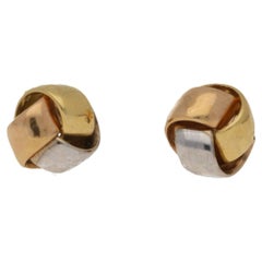 18 Karat Tricolor Gold Knot Earrings