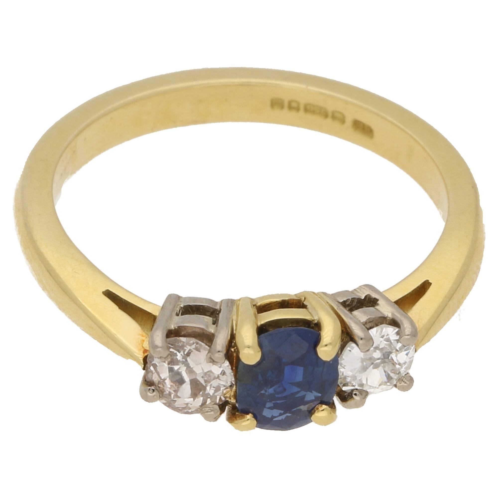Sapphire Three Stone Engagement Ring