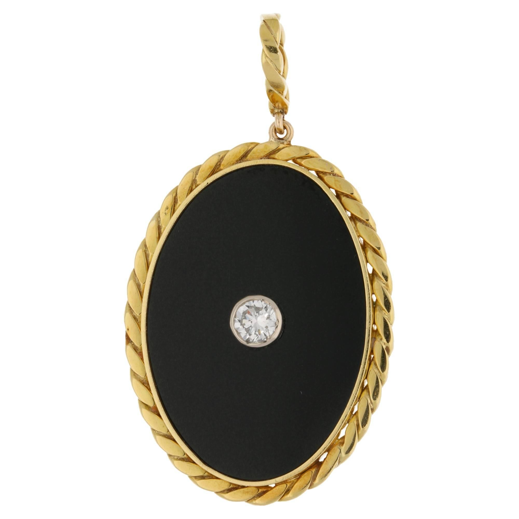 Onyx Diamond 18 Carat Gold Pendant