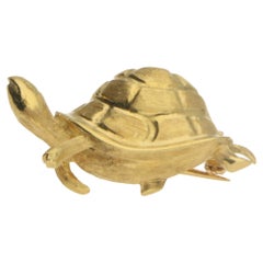 Vintage Turtle Brooch in 18ct Yellow Gold