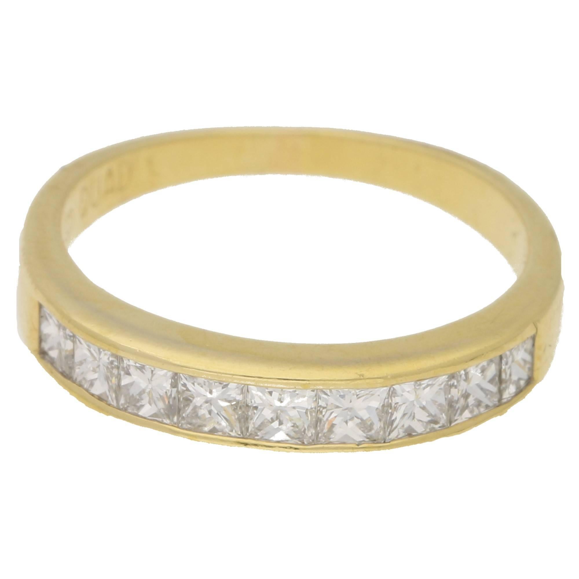 18 Karat Gold Princess Cut Diamond Half Eternity Ring