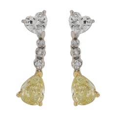 Yellow Pear Diamond Gold Drop Earrings