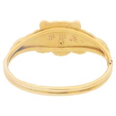 1900s Diamond Gold Hinged Bear Bangle
