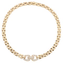 Vintage Cartier Etrier Diamond Necklace in Yellow Gold