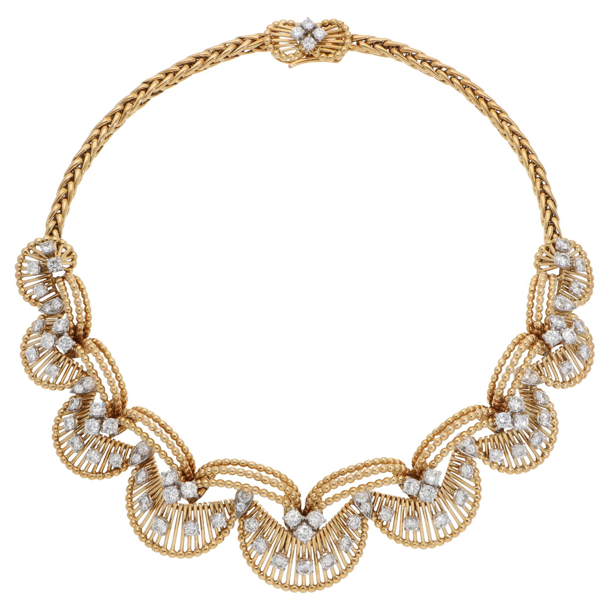 Vintage Cartier 1960s Diamond Necklace in Yellow Gold