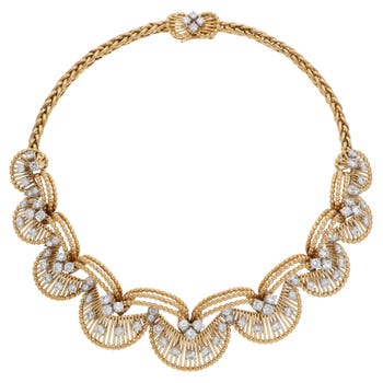 Cartier Diamond Necklace in Yellow Gold, 1960s 