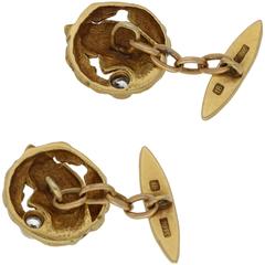 1940s Diamond Gold Dog Cufflinks