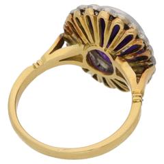 Amethyst and Diamond Cluster Ring in Gold