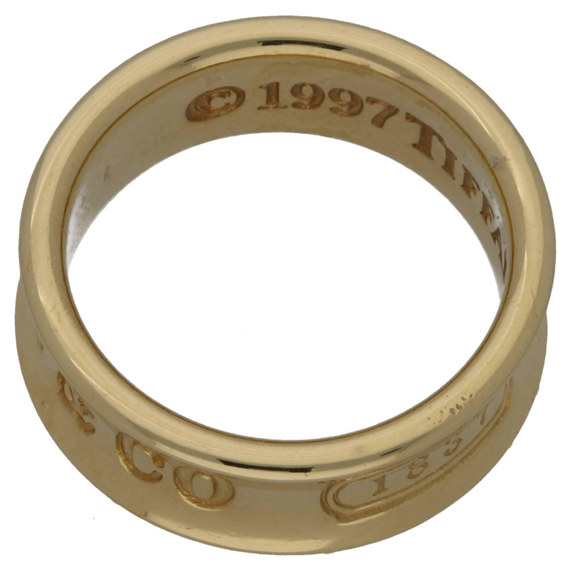 Tiffany & Co. 1837 18 Karat Yellow Gold Hallmarked Ring In Excellent Condition In London, GB