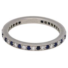 Tiffany & Co. Sapphire Diamond Platinum Eternity Ring