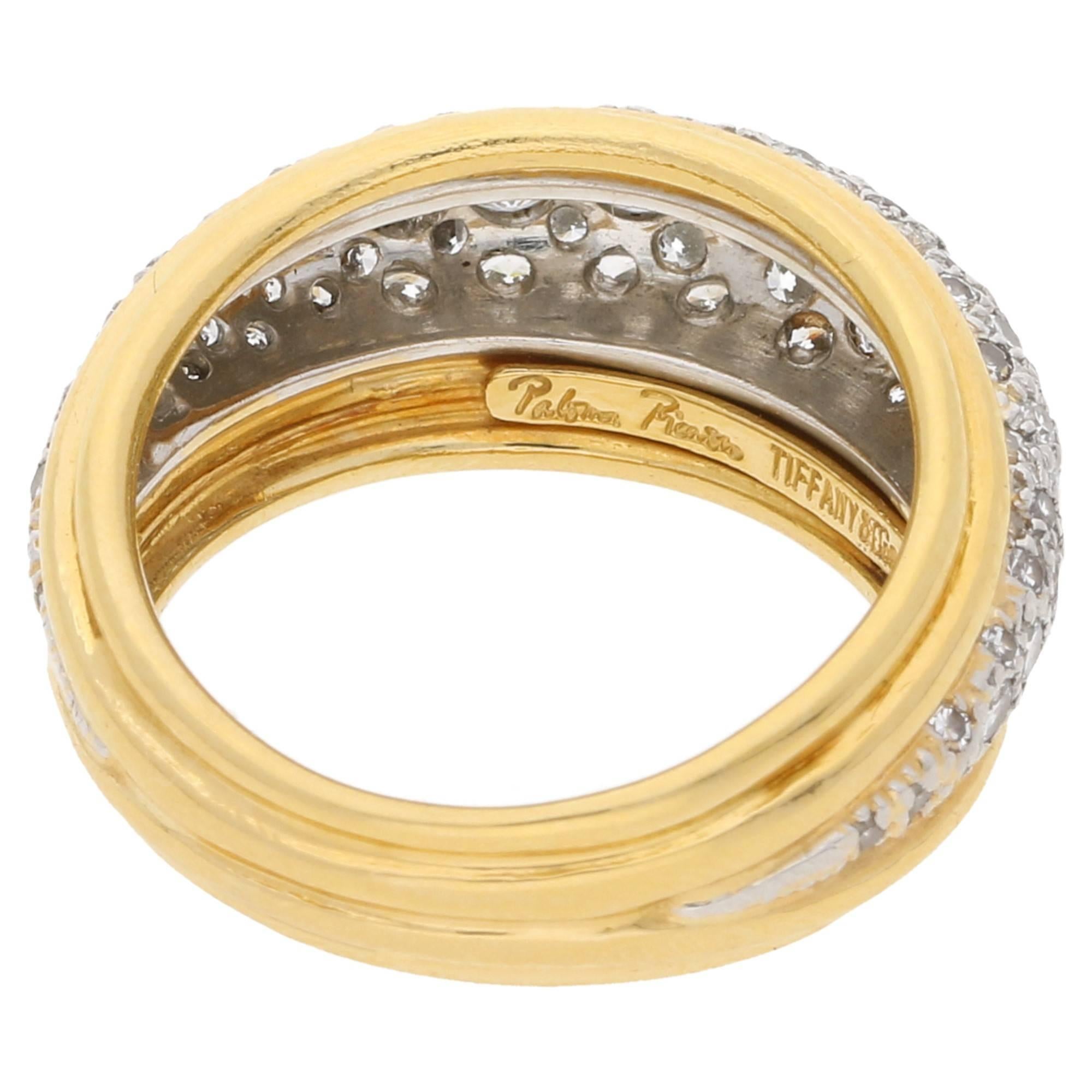 Women's or Men's 1980s Tiffany & Co. Diamond Ring in Gold