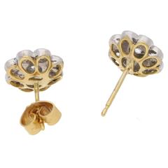 Vintage Diamond Cluster Stud Earrings in Gold