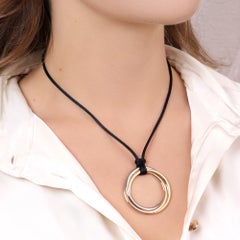 Vintage Cartier Trinity Black Cord Pendant Necklace Large Model