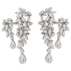 Vintage Diamond Flower Cluster Two Sides Earrings
