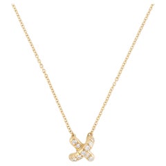 Vintage Tiffany & Co. Stitch X Cross Diamond Necklace in Yellow Gold