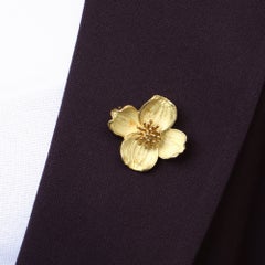 Vintage 1990s Tiffany & Co. Dogwood Flower Brooch in Yellow Gold