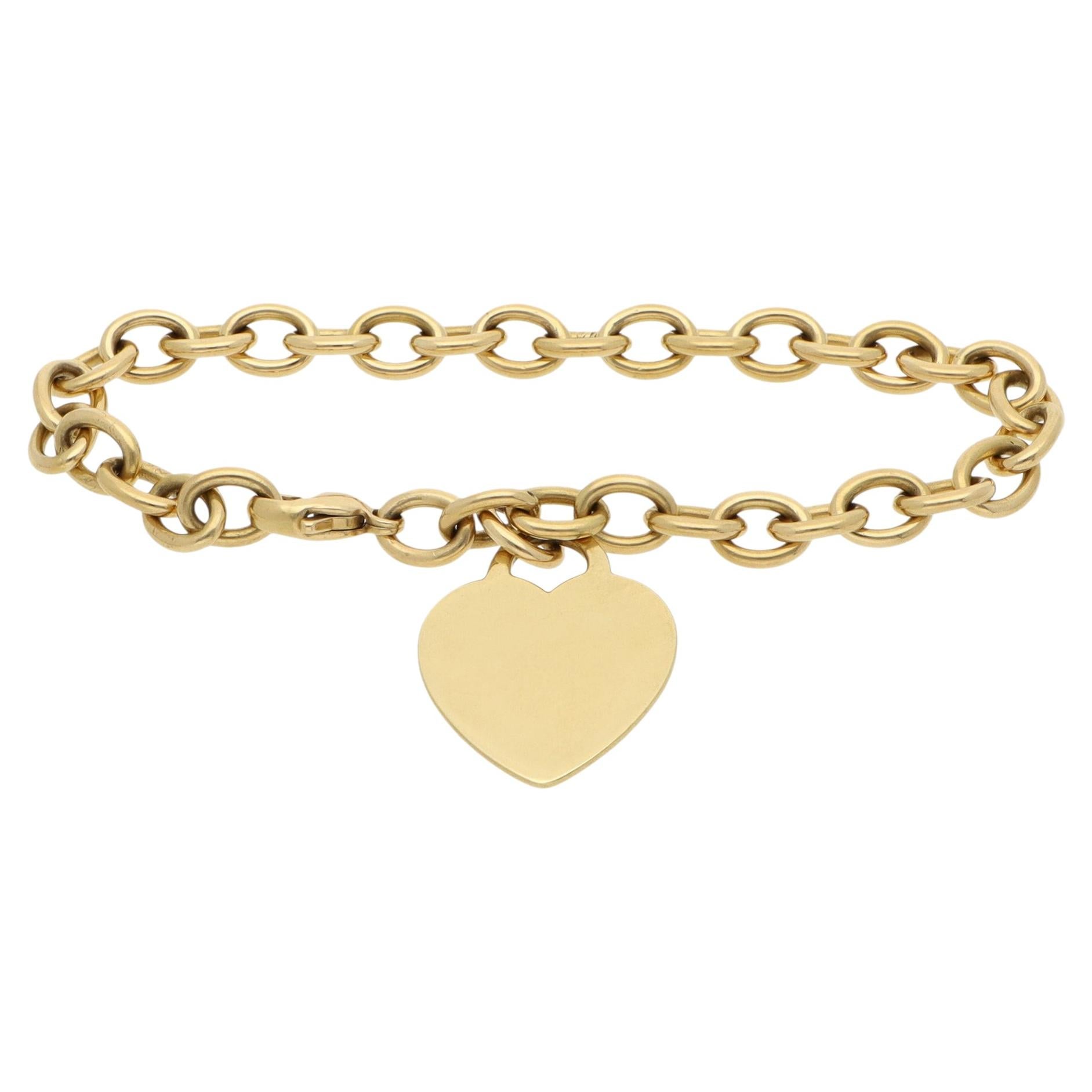 Vintage Tiffany & Co. Heart Tag Charm Bracelet in Yellow Gold