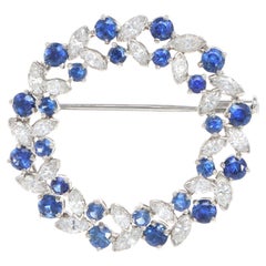 Vintage Oscar Heyman Sapphire and Diamond Wreath Brooch